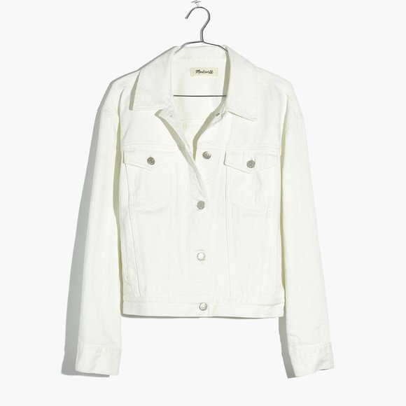 Madewell Boxy-Crop Jean Jacket in Tile White - Picture 1 of 3